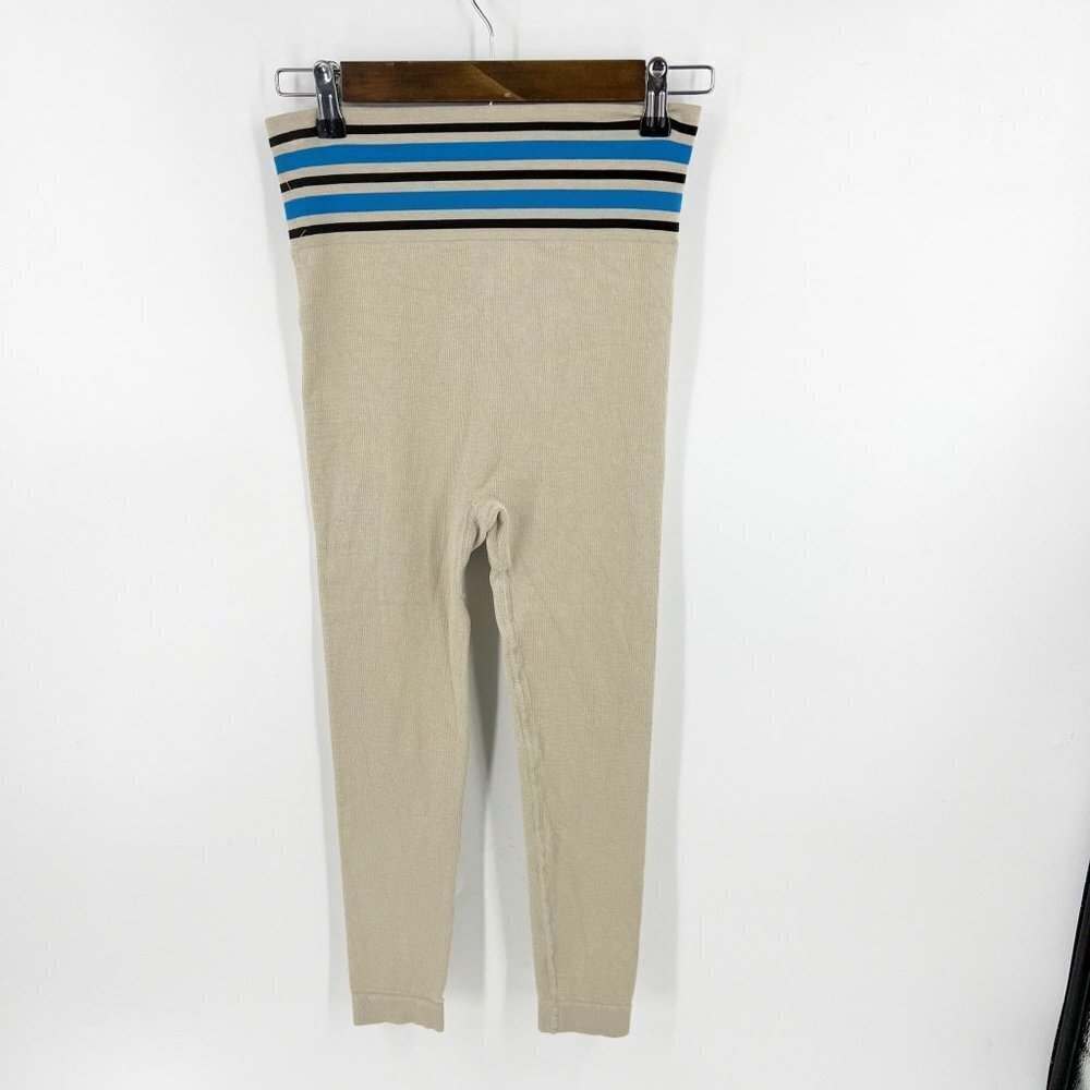 ✅‎ URBAN OUTFITTERS OUT FROM UNDER TEAL CREAM RIBBED LEGGING SIZE MEDIUM